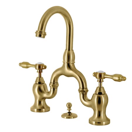 Kingston Brass Bridge Bathroom Faucet with Brass Pop-Up, Brushed Brass KS7997TAL